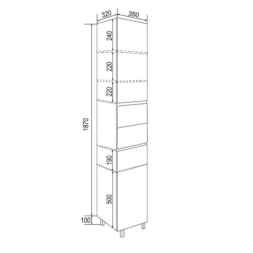 Шкаф-пенал AQUA NERO Эстелла 35 напольный, правосторонний, покрытие эмаль, белый глянцевый фото 2