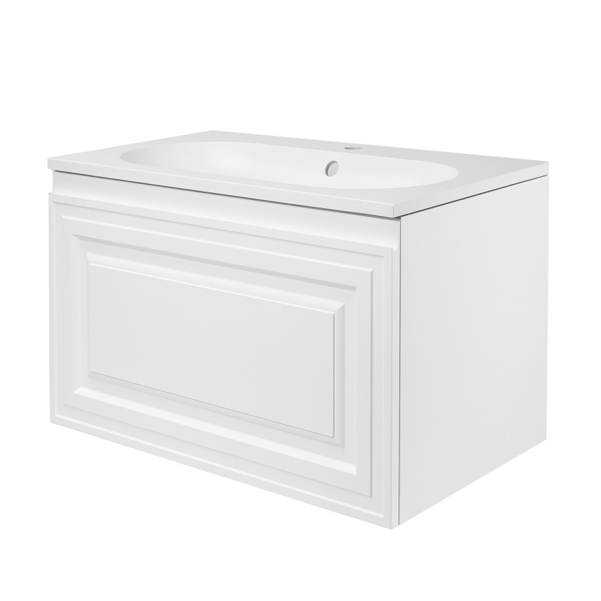 Комплект AQUA NERO Элен 80 800х480х475 подвесная тумба с раковиной Гавана-80, покрытие эмаль, белый  фото 1