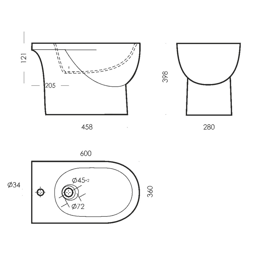 Биде напольное SANITA LUXE Арт/Бест/Фест, санфаянс, белый фото 6