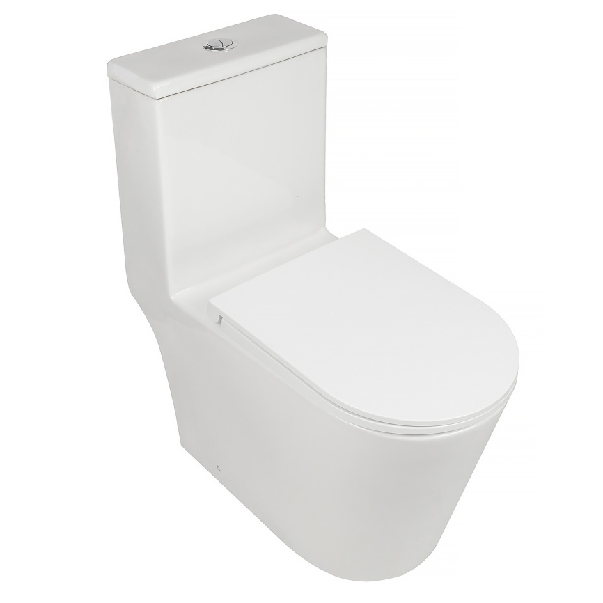 Унитаз-моноблок AQUA NERO RAIN 370х700х800 безободковый, слив "Торнадо", с быстросъемным сиденьем ми фото 3