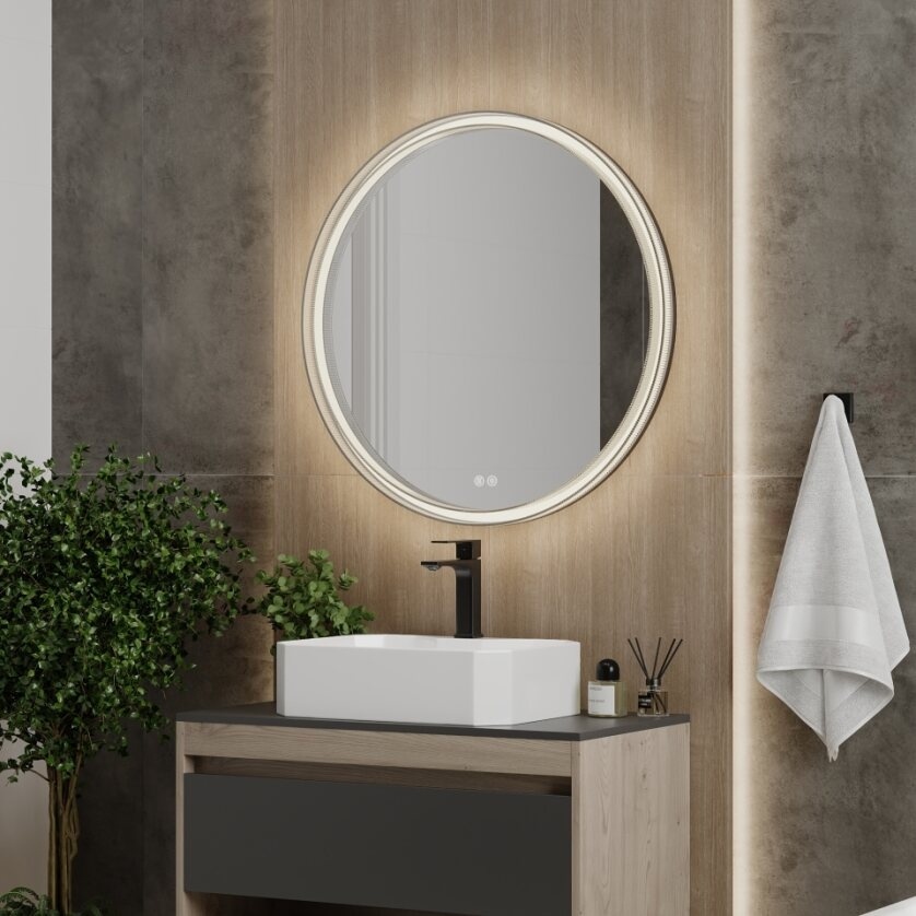 AQUA NERO Зеркало d800(круглое)сенсорный выключ.,подогрев,подсветка (теплая,нейтральная,холодная) фото 7