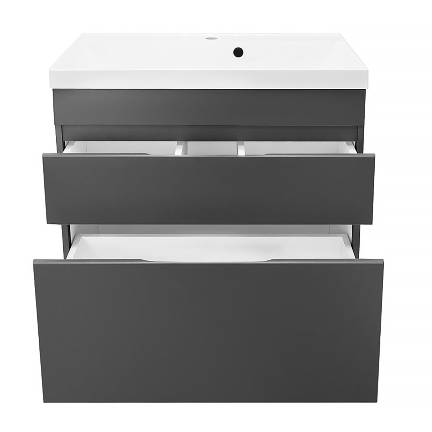 Комплект AQUA NERO Эстелла 80-2Н напольная тумба с раковиной Астория-80, покрытие эмаль, графит фото 7